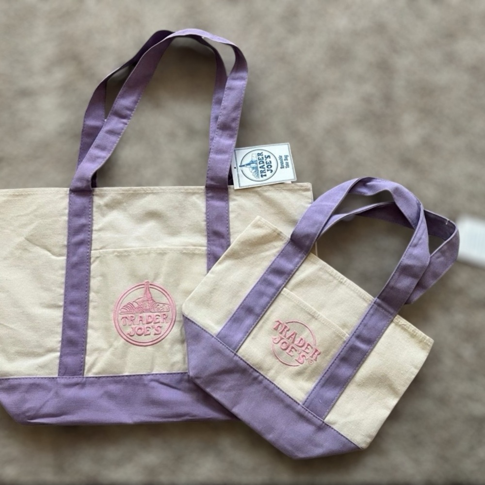 2 pcs Large and Mini Lavender trader Joe’s tote
